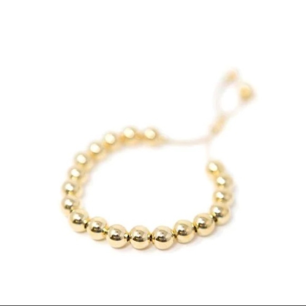 18K GOLD FILLED BEAD GEMSTONE BRACELET, GOLD BEAD ADJUSTABLE BRACELET - Picture 2 of 4